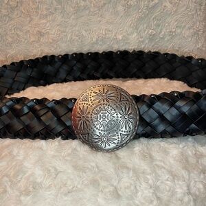 Faux Leather Woven Belt Black 2” W and 43” Total Length. See Full Description XL